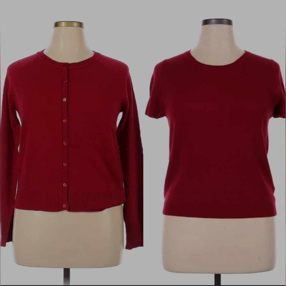 Neiman Marcus Cashmere Vintage, Classic Red Women's Sweater Set Size L